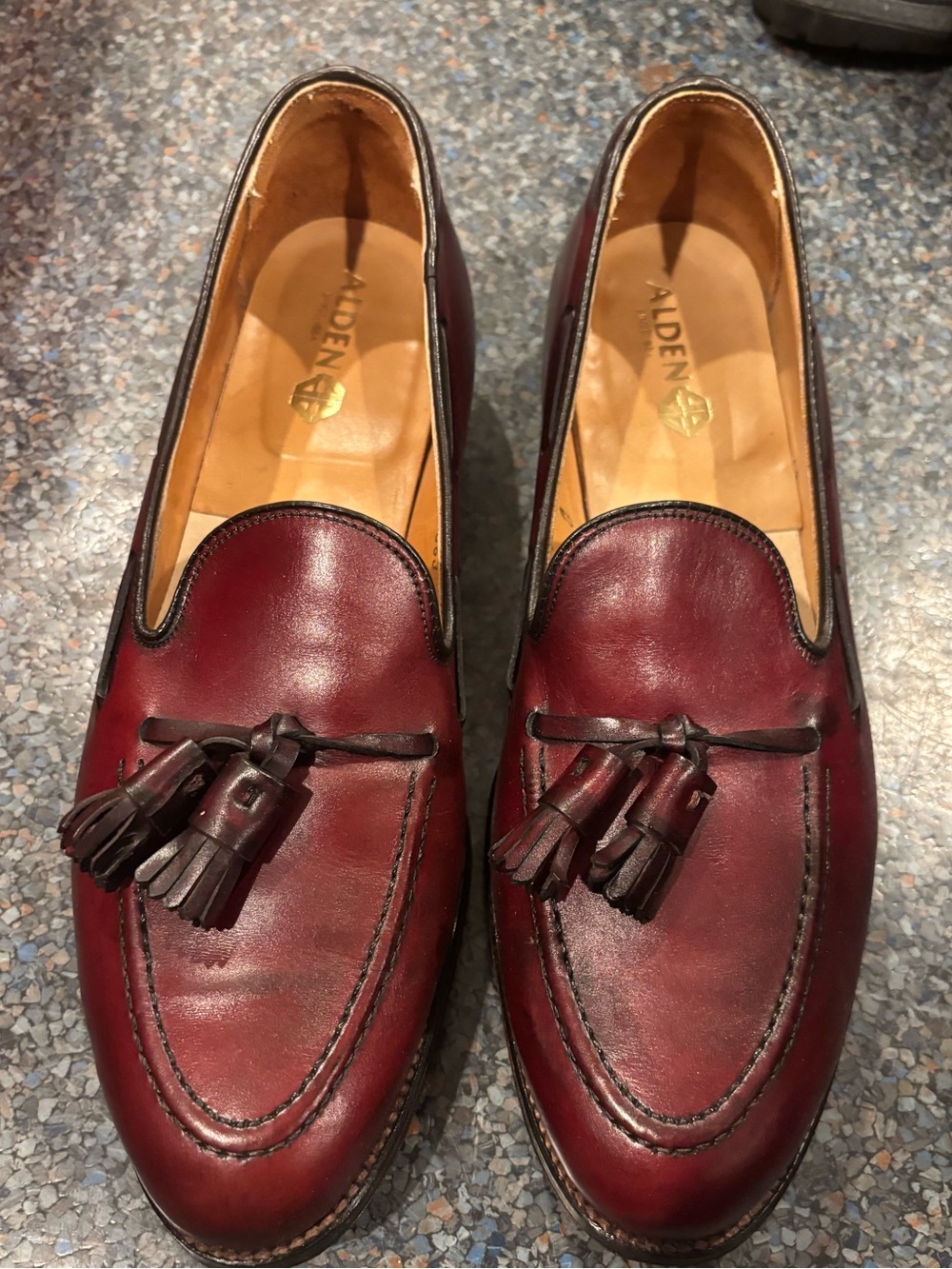 Alden Men’s Wine/Burgundy Leather Tassel Loafers